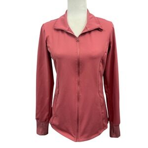 Layer 8 Women Qwick-Dry Full Zip Track Jacket Pink Thumbhole Cuff Small Stretch